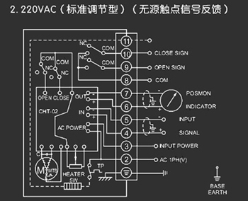 220VAC標(biāo)準(zhǔn)調(diào)節(jié)型<a href='http://www.xycpy.cn/Product/diefa/diandongdiefa/' target='_blank'>電動(dòng)<a href='http://www.xycpy.cn/Product/diefa/' target='_blank'>蝶閥</a></a>接線圖（