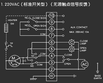 220VAC標(biāo)準(zhǔn)開關(guān)型<a href='http://www.xycpy.cn/Product/diefa/diandongdiefa/' target='_blank'>電動(dòng)<a href='http://www.xycpy.cn/Product/diefa/' target='_blank'>蝶閥</a></a>接線圖