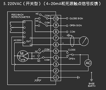 220VAC開關(guān)型<a href='http://www.xycpy.cn/Product/diefa/diandongdiefa/' target='_blank'>電動(dòng)<a href='http://www.xycpy.cn/Product/diefa/' target='_blank'>蝶閥</a></a>接線圖