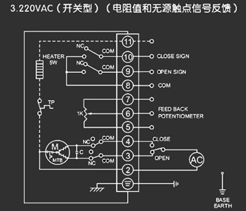 220VAC開關(guān)型<a href='http://www.xycpy.cn/Product/diefa/diandongdiefa/' target='_blank'>電動(dòng)<a href='http://www.xycpy.cn/Product/diefa/' target='_blank'>蝶閥</a></a>接線圖