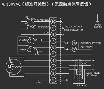 380VAC標(biāo)準(zhǔn)開關(guān)型<a href='http://www.xycpy.cn/Product/diefa/diandongdiefa/' target='_blank'>電動(dòng)<a href='http://www.xycpy.cn/Product/diefa/' target='_blank'>蝶閥</a></a>接線圖